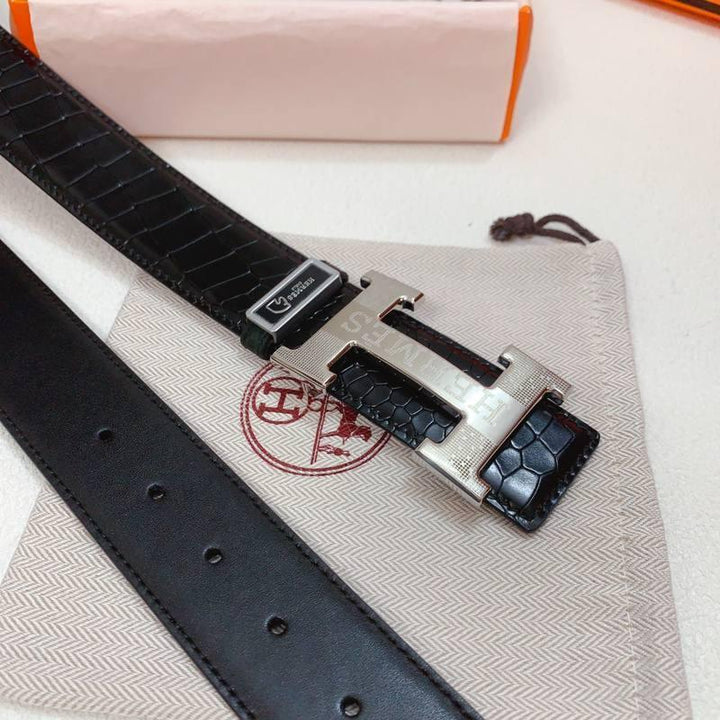 Hermes Men Silver Buckle Belt &