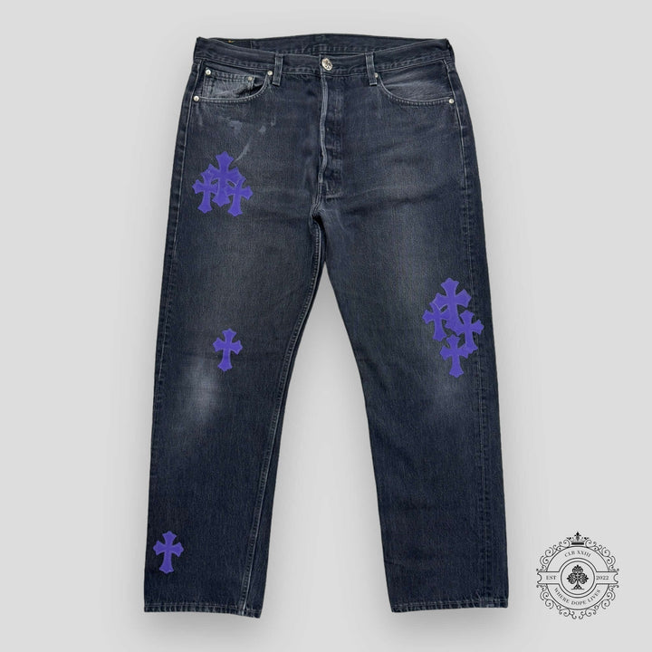 Chrome Hearts Purple Cross Patch Jeans