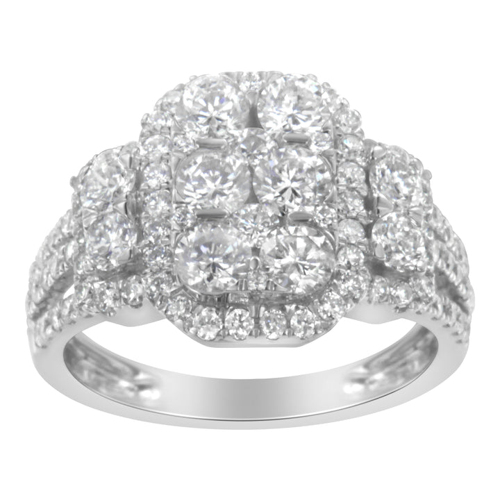 14K White Gold 2 1/4 Cttw Diamond Cocktail Cluster Ring (G-H Color, SI2-I1 Clarity) - Size 7