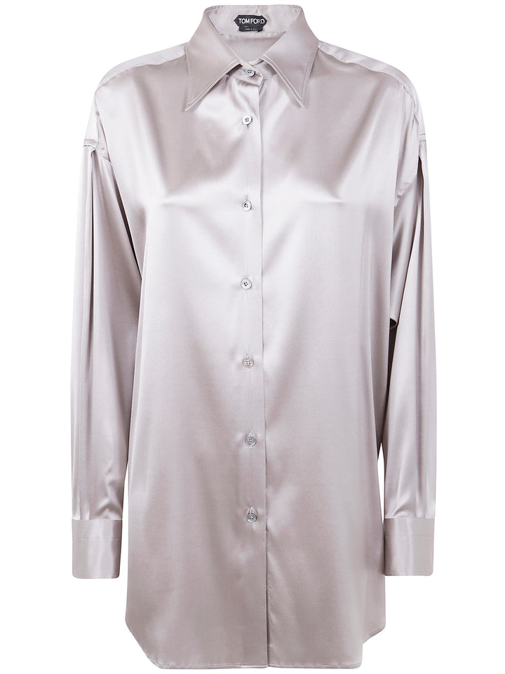 Tom Ford Women Stretch Silk Satin Relaxed Fit Shirt