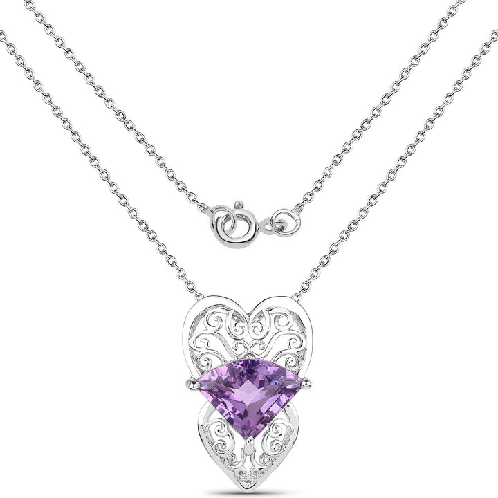 5.80 Carat Genuine Amethyst .925 Sterling Silver Pendant