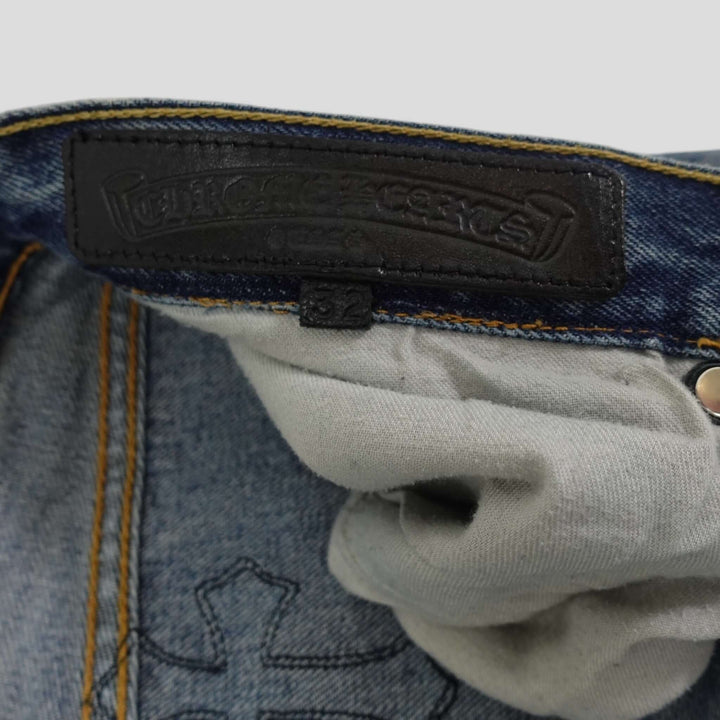 Chrome Hearts Leather Cross Patch Jeans