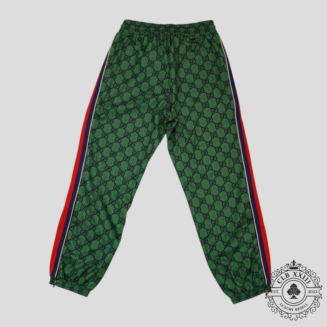 Gucci GG Jacquard Track Pants in Green/Navy Blue