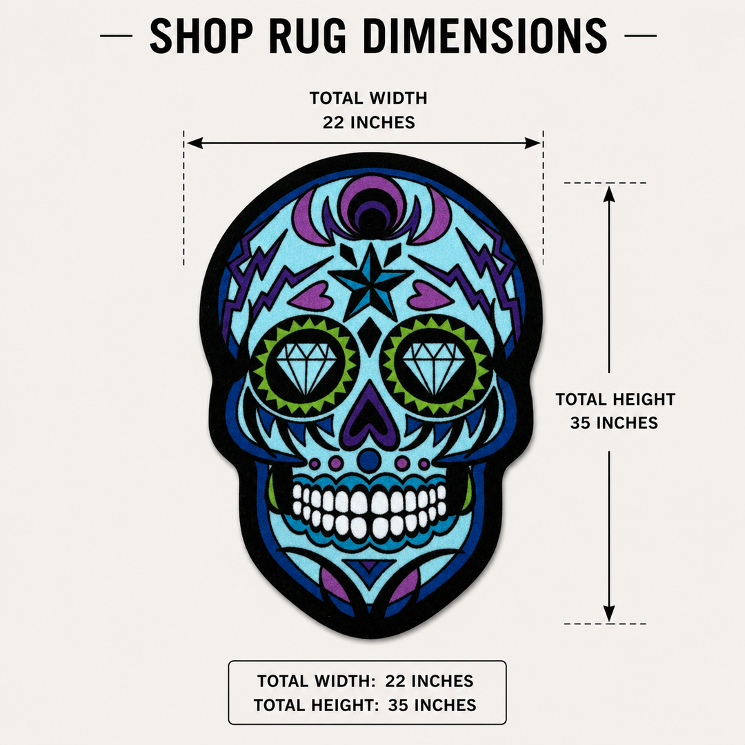 Blue Sugar Skull | Golf Shop Mat Rug | Golf Accessory