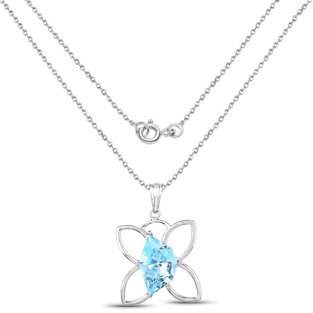 10.58 Carat Genuine Swiss Blue Topaz .925 Sterling Silver Pendant