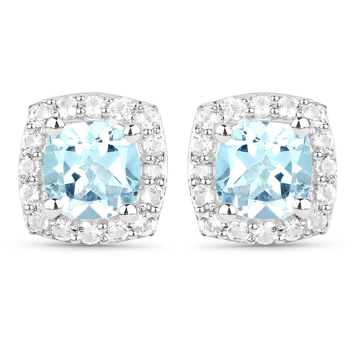 4.62 Carat Genuine Blue Topaz and White Topaz .925 Sterling Silver 3 Piece Jewelry Set (Ring, Earrings, and Pendant w/ Chain)