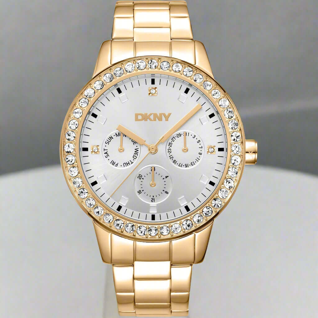 Assorted DKNY watches in various styles and finishes