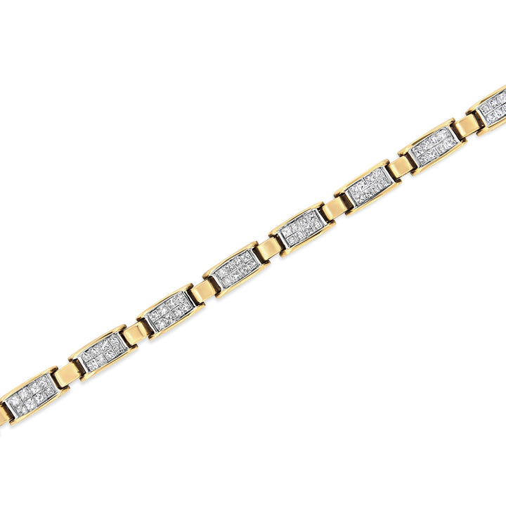 14K Yellow Gold 2 1/2 Cttw Princess-Cut Diamond Link Tennis Bracelet (H-I Color, SI2-I1 Clarity) - 7.25"
