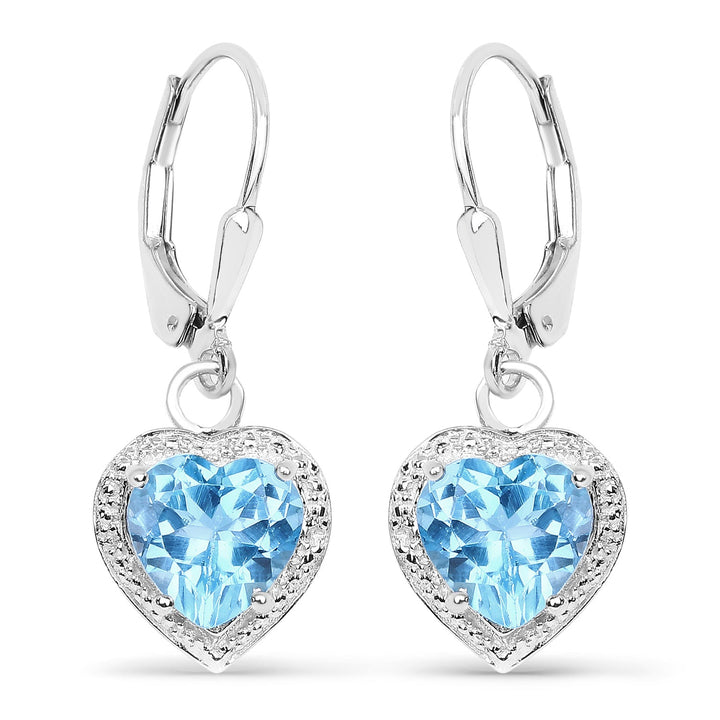 4.20 Carat Genuine Swiss Blue Topaz .925 Sterling Silver Earrings