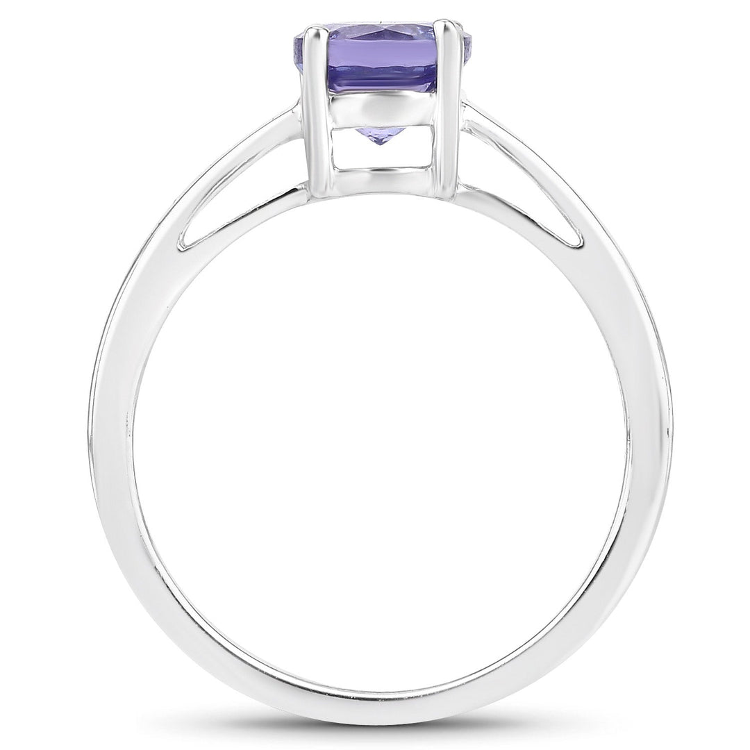 0.95 Carat Genuine Tanzanite .925 Sterling Silver Ring
