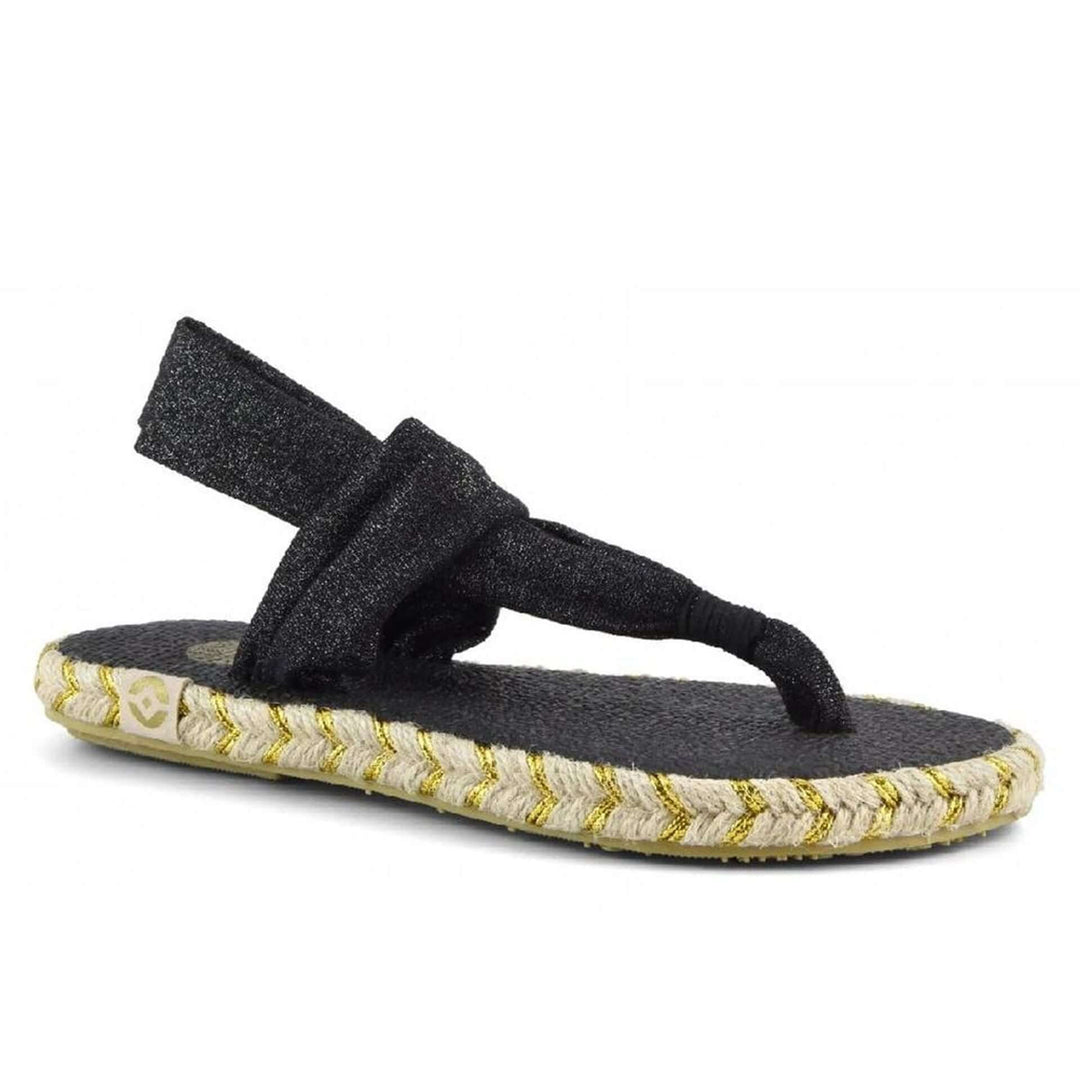 Nalho women's black fabric thong open toe Sandals