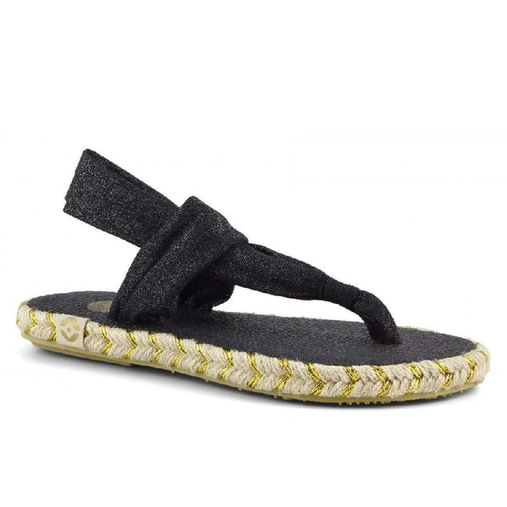 Nalho women's black fabric thong open toe Sandals