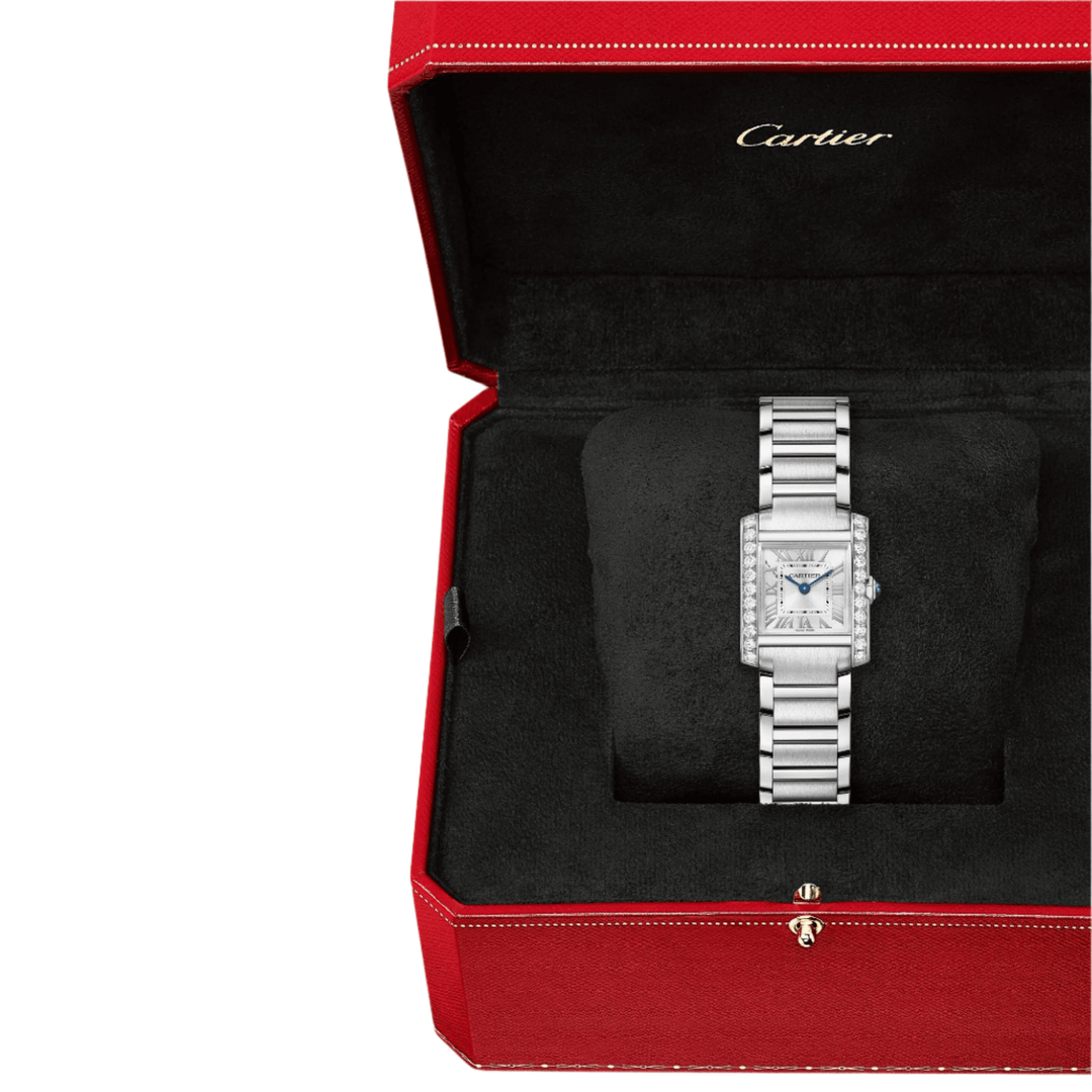 Cartier Tank Française Watch, Small Model, Quartz Movement, Steel, Diamonds
