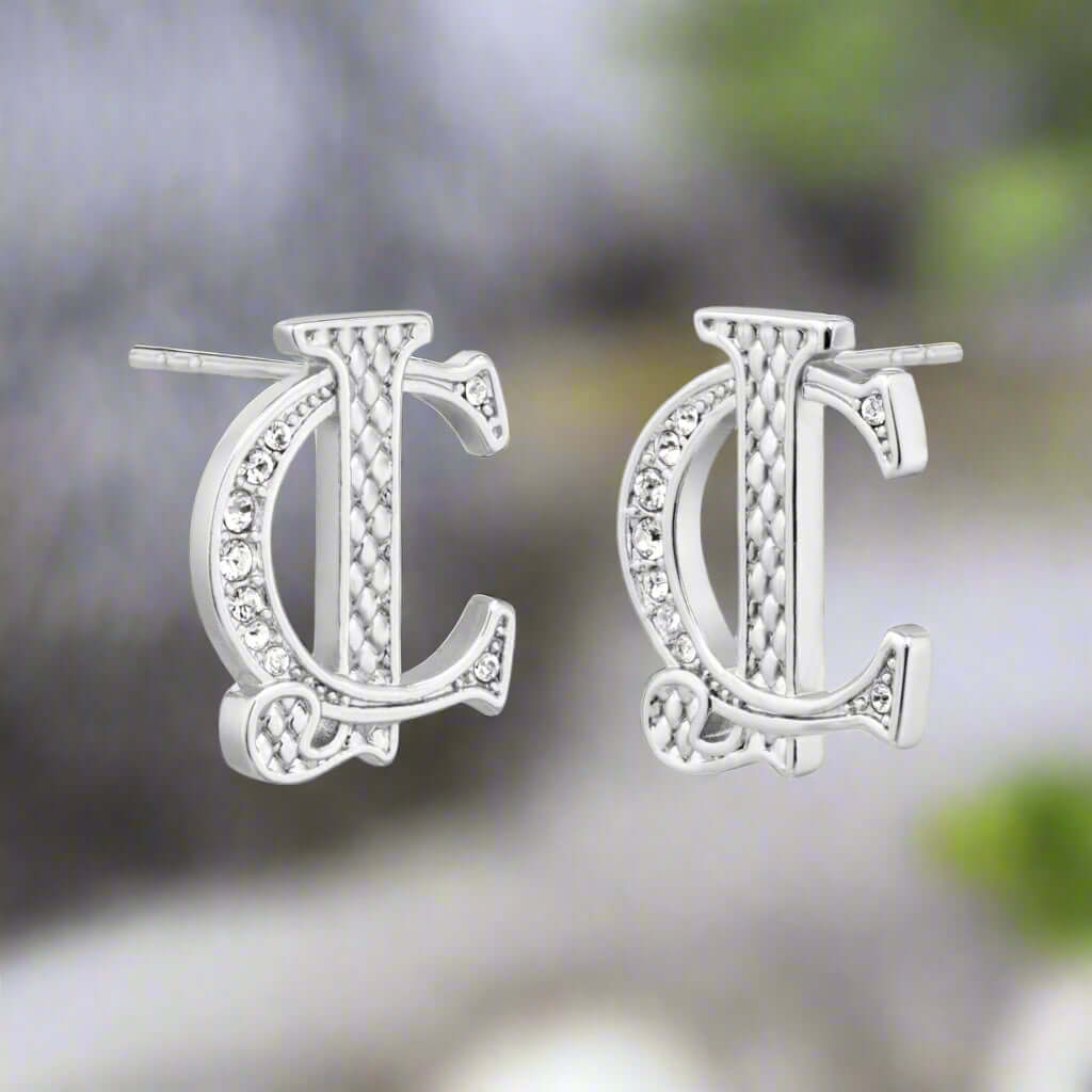 Just Cavalli silver tone signature Earrings