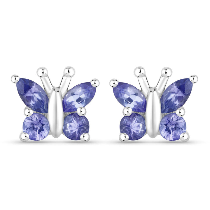 0.96 Carat Genuine Tanzanite .925 Sterling Silver Earrings