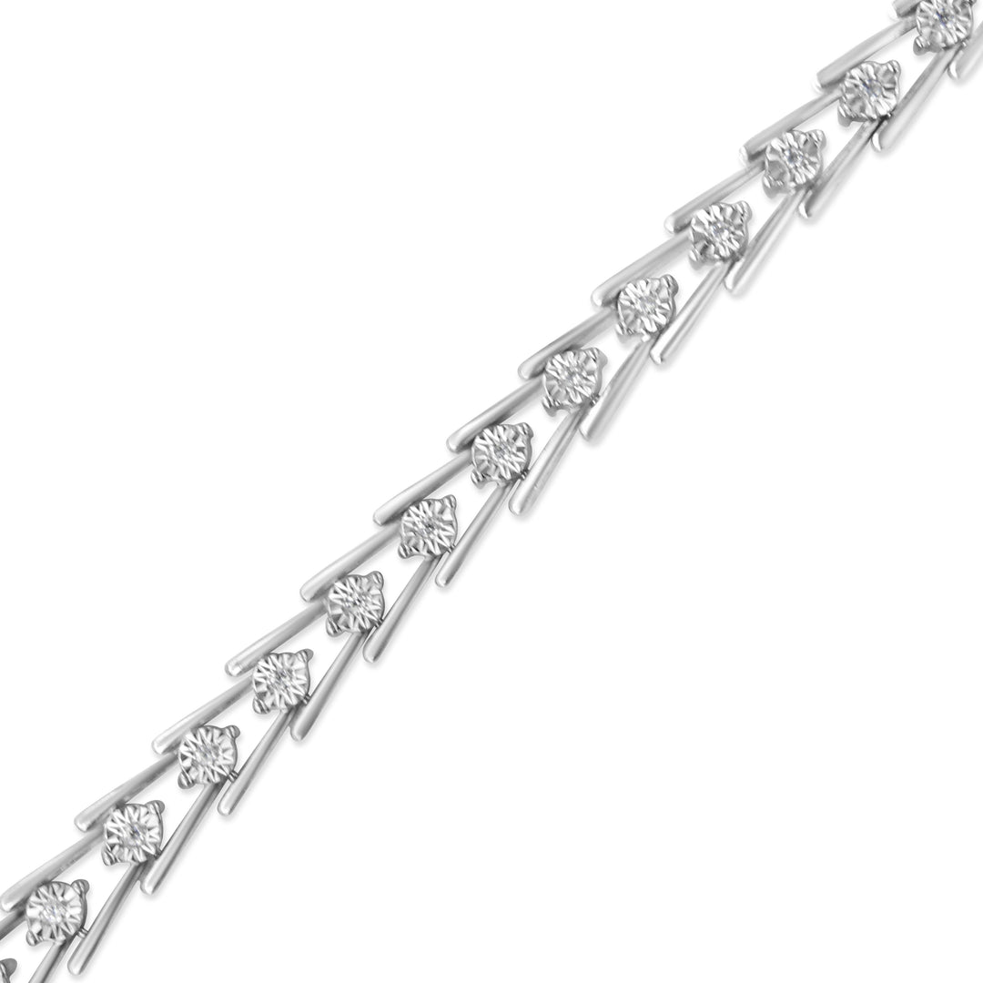 .925 Sterling Silver Diamond Miracle-Set Double Swoosh Milgrain Style Tennis Bracelet (1/2 cttw, I-J Color, I3 Clarity) - Size 7.75"