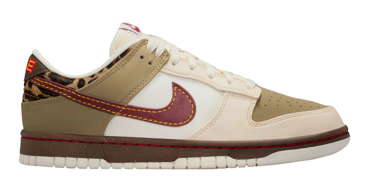 Nike Dunk Low Retro Khaki Team Red Pearl White Leopard (Women's)