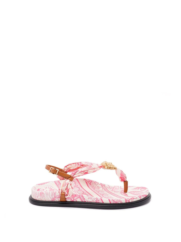 Versace Women Fabric And Calf Leather Sandals