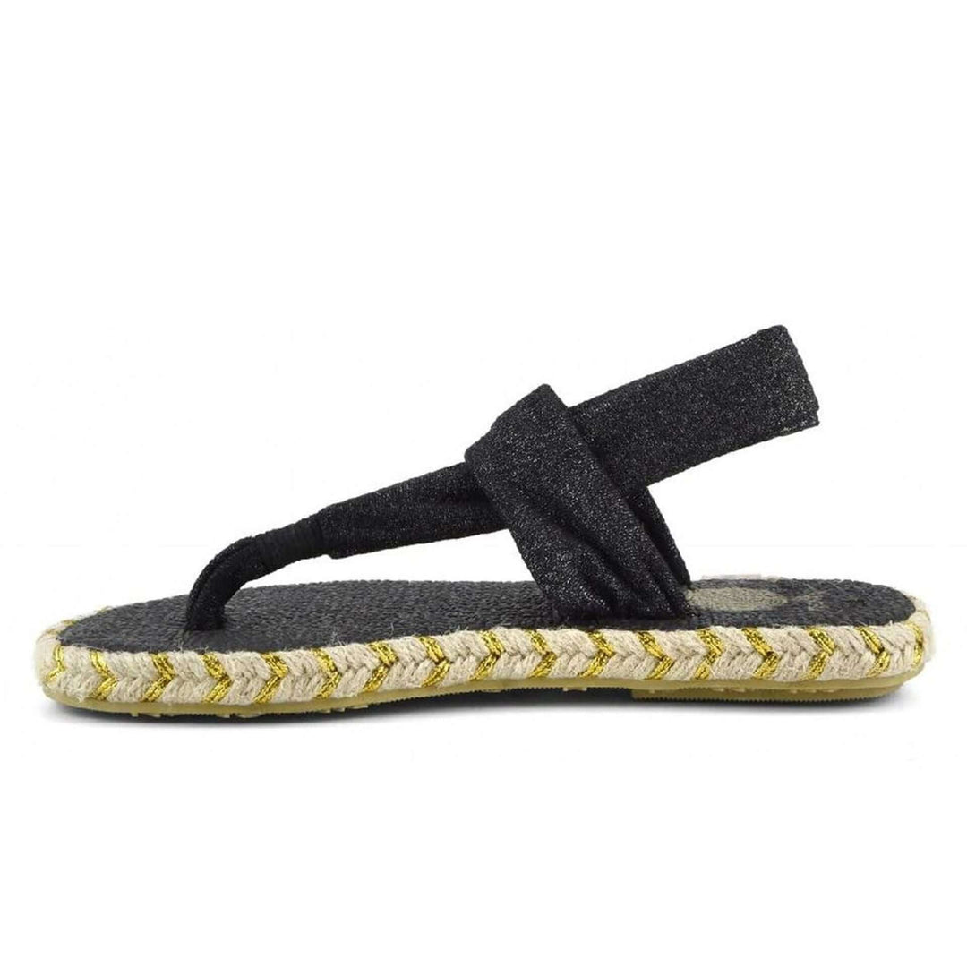 Nalho women's black fabric thong open toe Sandals