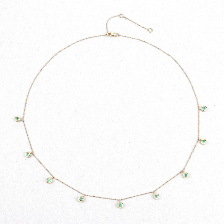 0.90 Carat Genuine Zambian Emerald 10K Yellow Gold Necklace