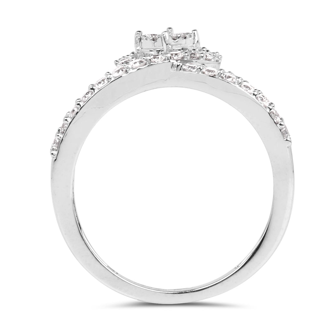 0.54 Carat Genuine White Diamond 14K White Gold Ring (G-H Color, SI1-SI2 Clarity)