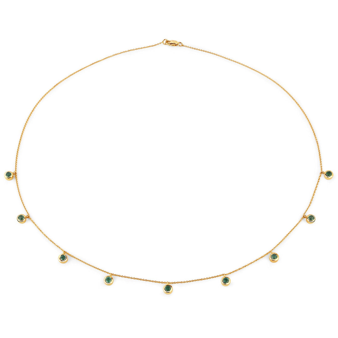 0.90 Carat Genuine Zambian Emerald 10K Yellow Gold Necklace