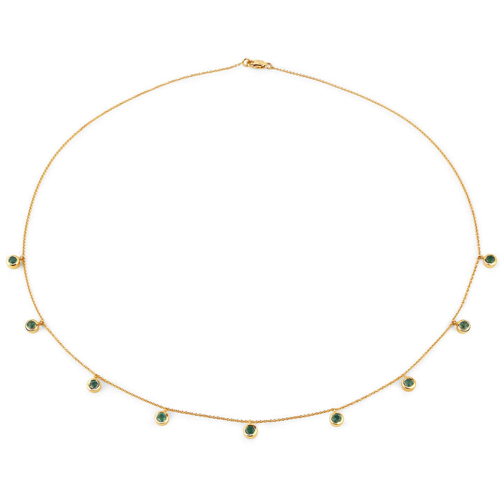 0.90 Carat Genuine Zambian Emerald 10K Yellow Gold Necklace