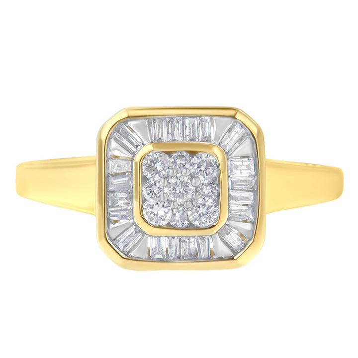 10K Yellow Gold Diamond Cocktail Ring (1/2 Cttw, I-J Color, SI2-I1 Clarity) - Size 6