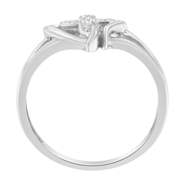 10K White Gold Diamond-Accented Cross & Open Heart Promise Fashion Ring (H-I Color, I1-I2 Clarity) - Size 7