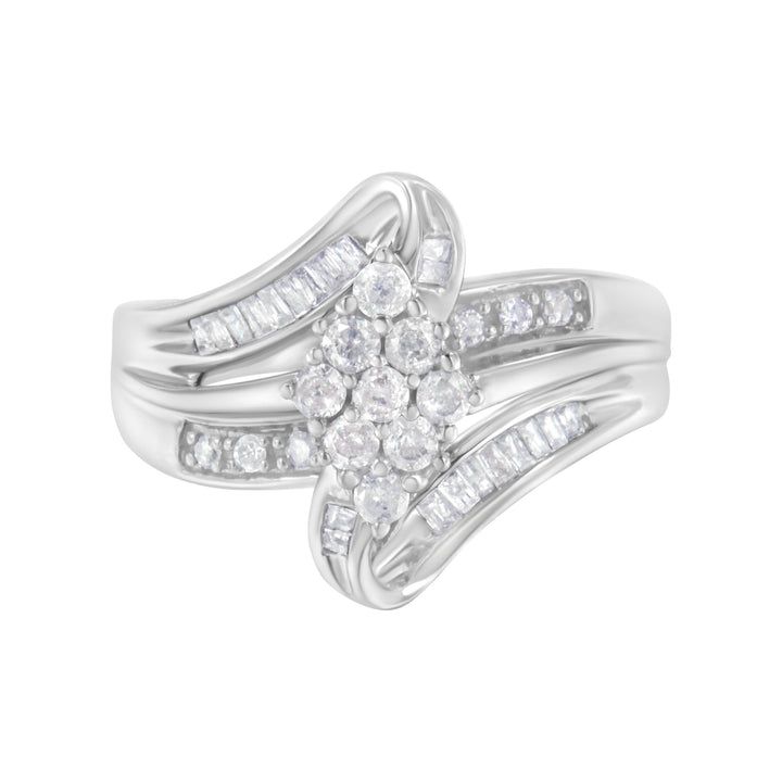 10K White Gold 1/2 cttw Diamond Cluster Ring (H-I Clarity, I2-I3 Color) - Size 6