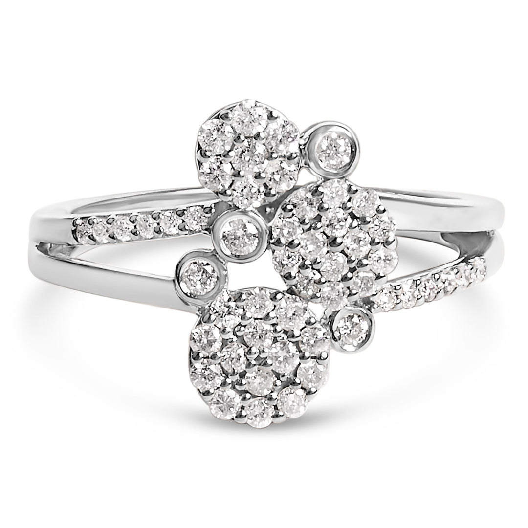 14K Rose Gold Plated .925 Sterling Silver 1/2 Cttw Diamond Scatter Composite Bypass Ring (I-J Color, I1-I2 Clarity) - Size 7
