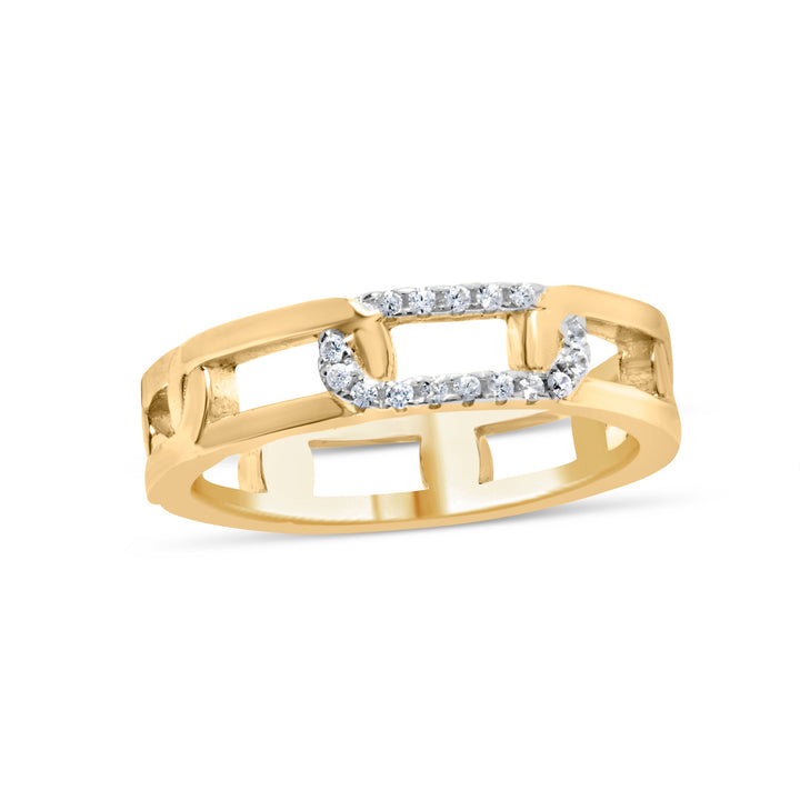 10K Yellow Gold Diamond Accent Paperclip Band Ring (I-J Color, I2-I3 Clarity) - Size 7