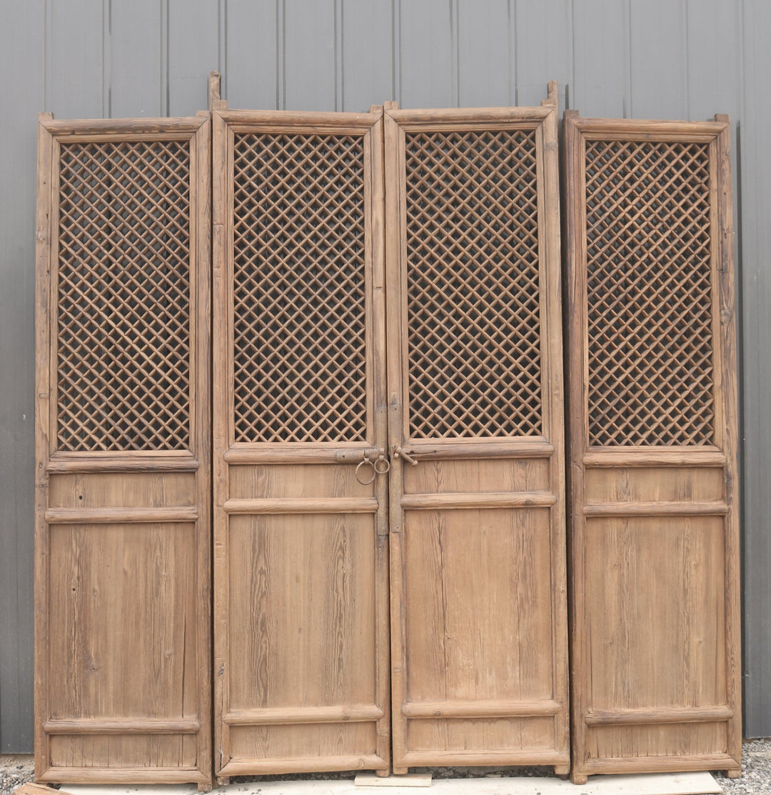 Dyag East 100 High Large Antique Chinese Screen Door- A set of 4 Lattice Screen Panels | Designer Collection