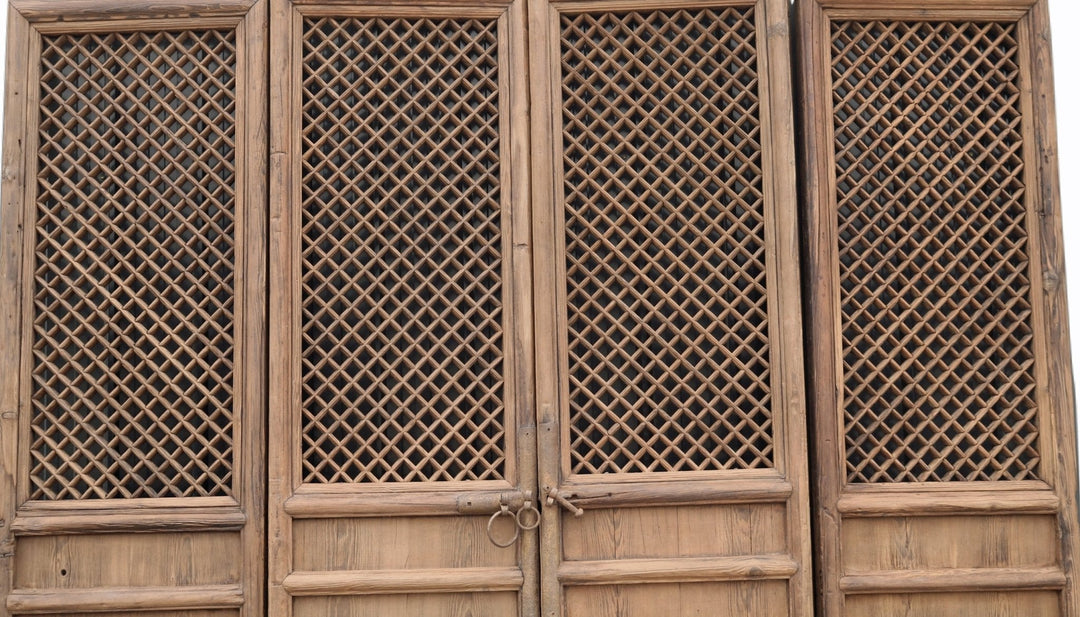 Dyag East 100 High Large Antique Chinese Screen Door- A set of 4 Lattice Screen Panels | Designer Collection