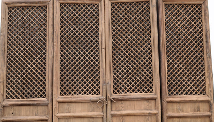 Dyag East 100 High Large Antique Chinese Screen Door- A set of 4 Lattice Screen Panels | Designer Collection