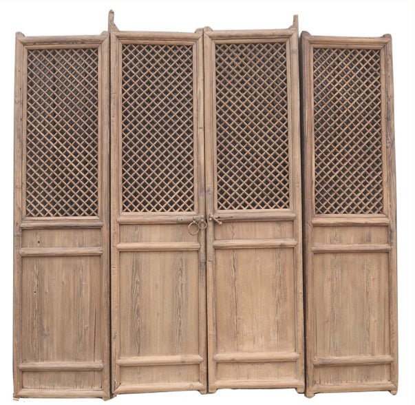 Dyag East 100 High Large Antique Chinese Screen Door- A set of 4 Lattice Screen Panels | Designer Collection