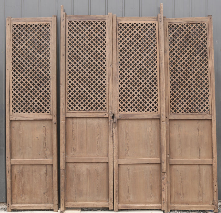 Dyag East 100 High Large Antique Chinese Screen Door- A set of 4 Lattice Screen Panels | Designer Collection