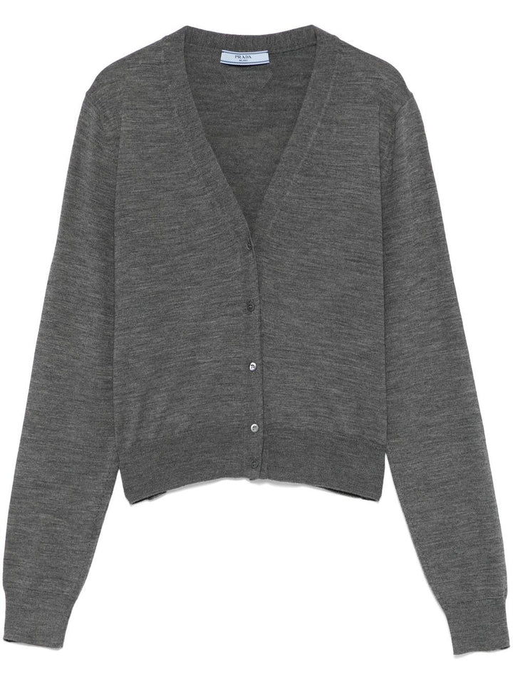 Prada Women V-Neck Lightweight Knit Wool Cardigan