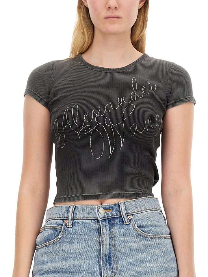 Alexander Wang Women Rhinestone Logo T-Shirt