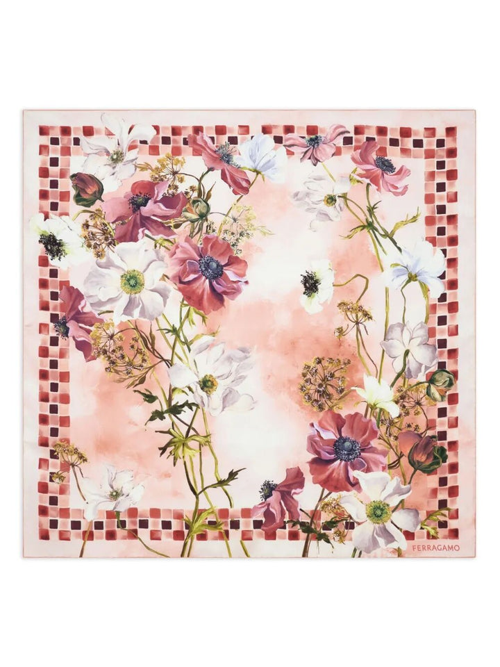 Ferragamo Women Flowersa-Print Silk Scarf