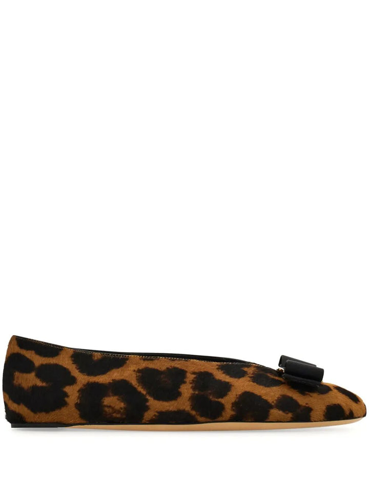 Ferragamo Women Horsehair Printed Vanna Ballet Flats