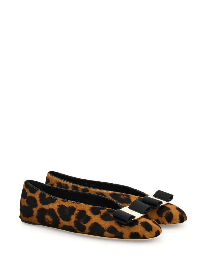 Ferragamo Women Horsehair Printed Vanna Ballet Flats