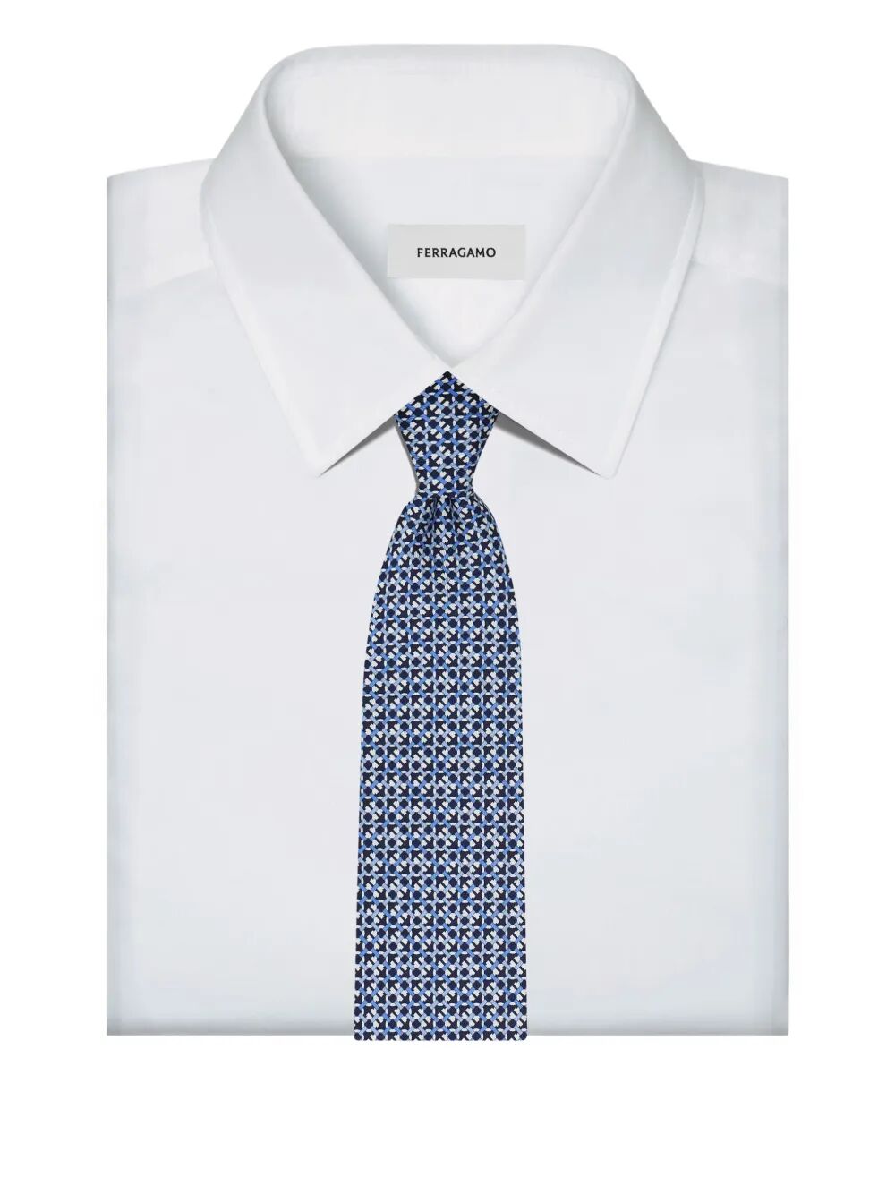 Ferragamo Men Anteo Gancini Print Silk Tie