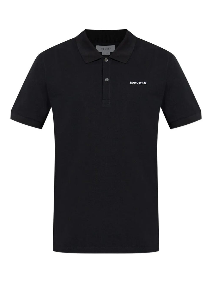 Alexander Mcqueen Men Embroidered Logo Cotton Piqué Polo Shirt