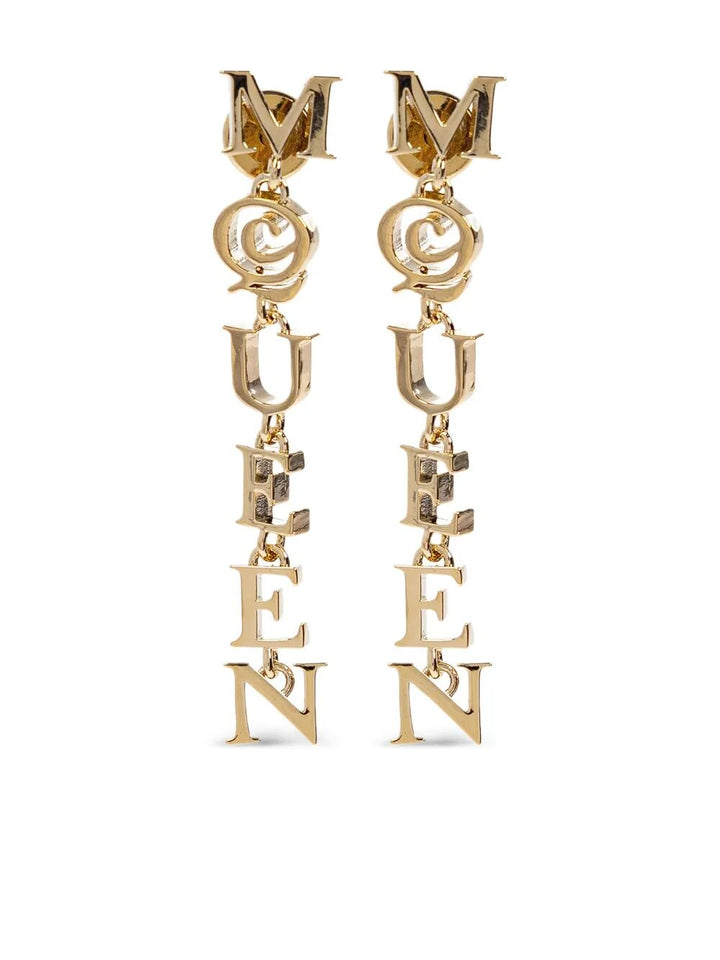 Alexander Mcqueen Women Pale Gold-Finished Logo Pendant Earrings