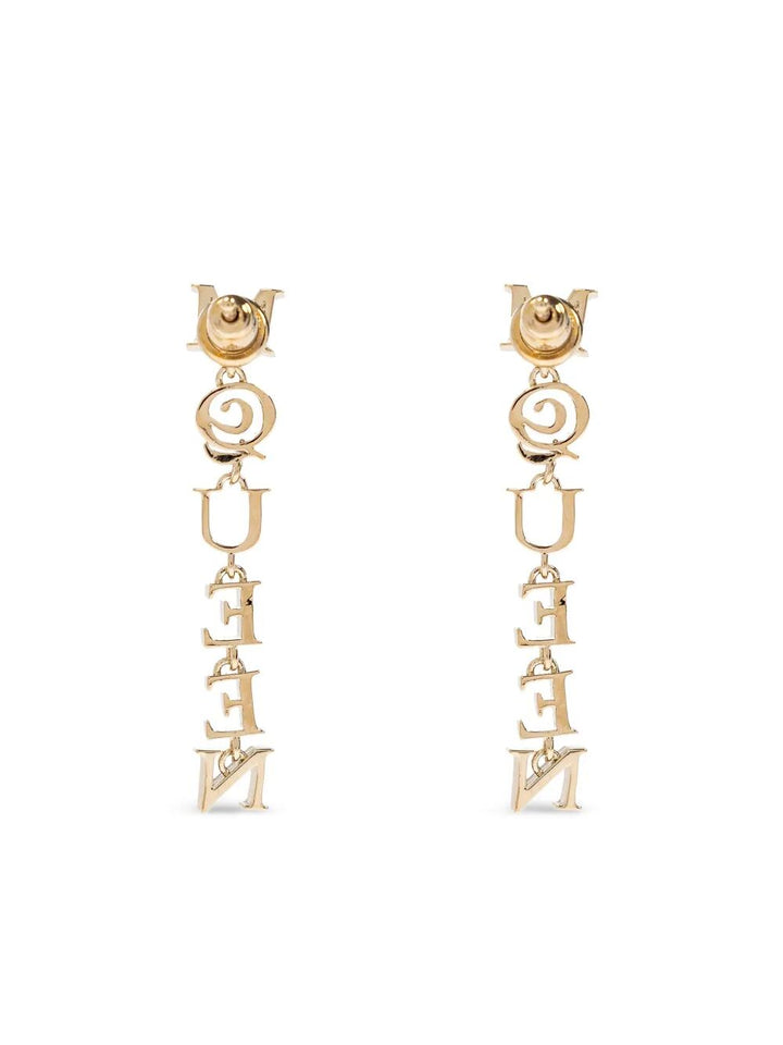 Alexander Mcqueen Women Pale Gold-Finished Logo Pendant Earrings