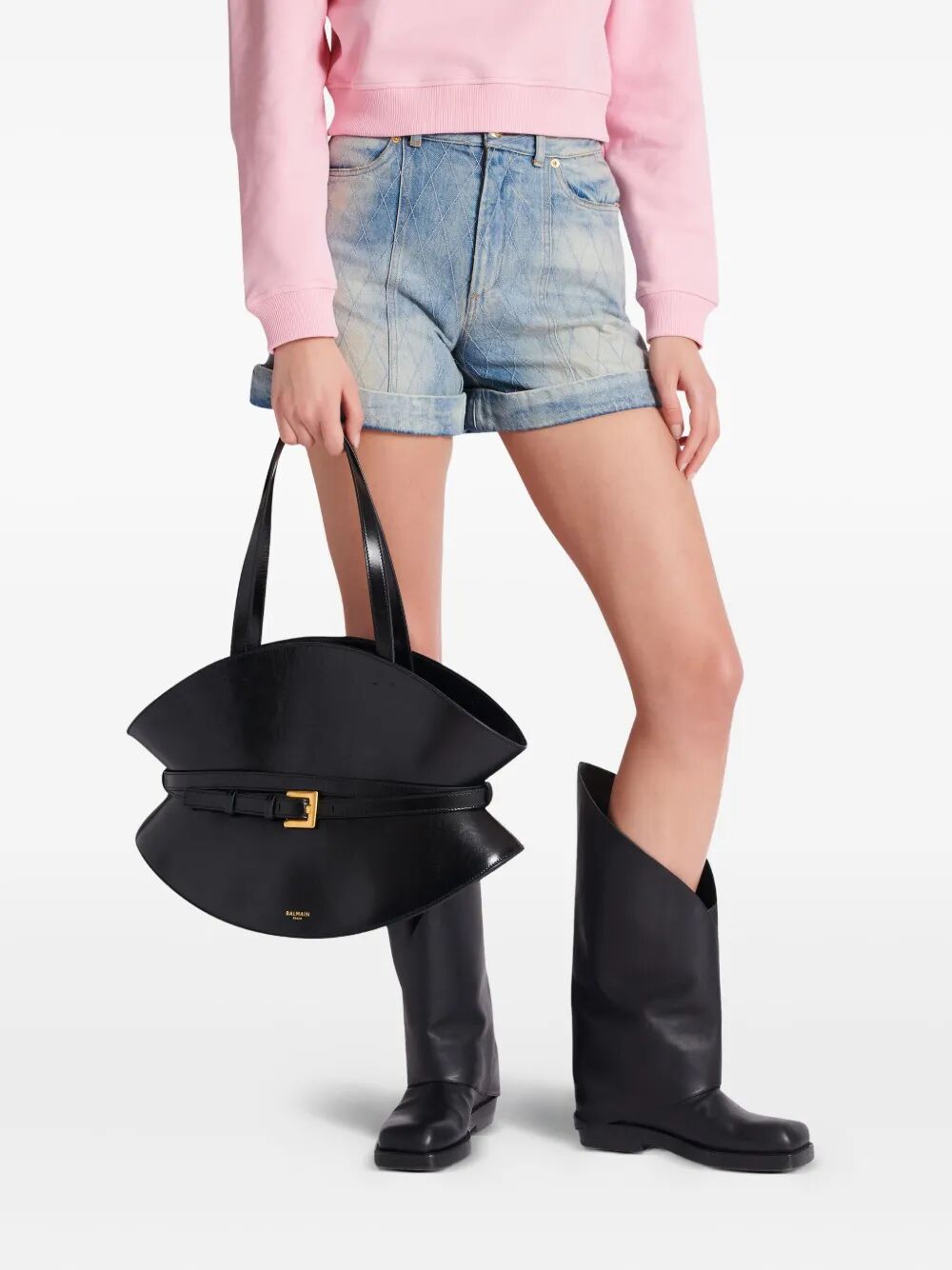 Balmain Women "Shuffle" Medium Calfskin Bag
