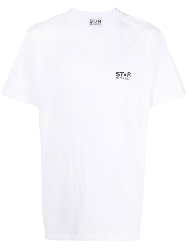 Golden Goose Men Star Collection T-Shirt With Contrasting Logo And Star