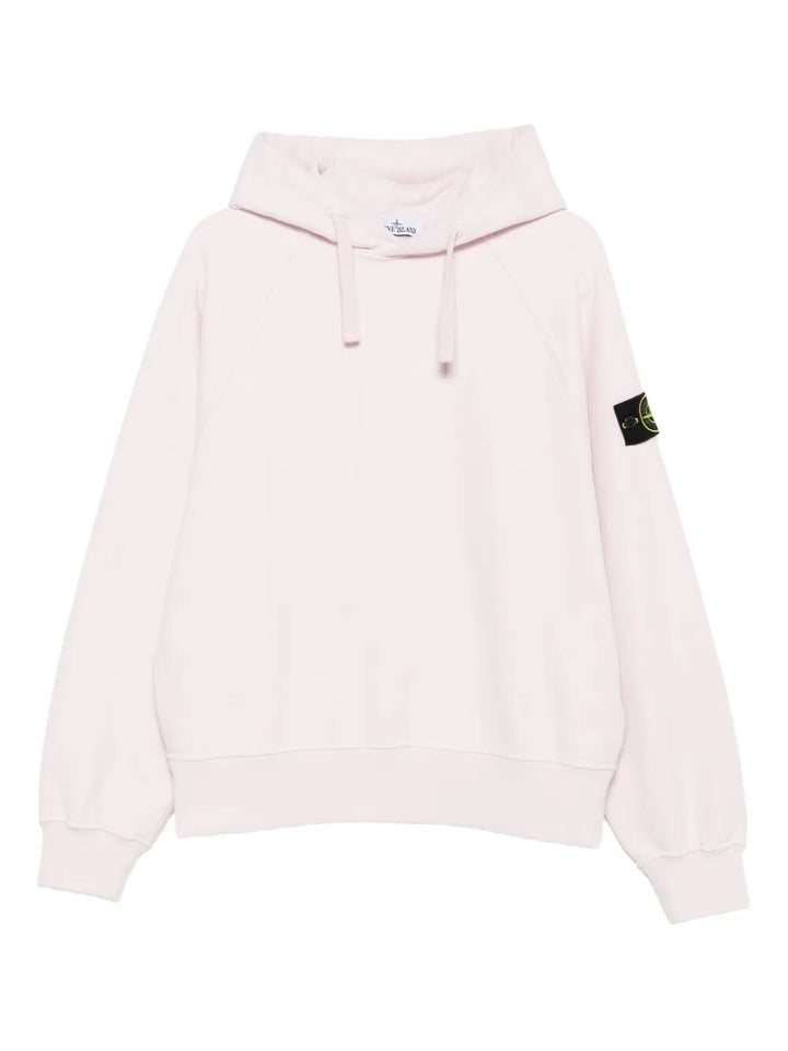 Stone Island Men Brushed Organic Cotton Fleece Oversized Fit Hoodie