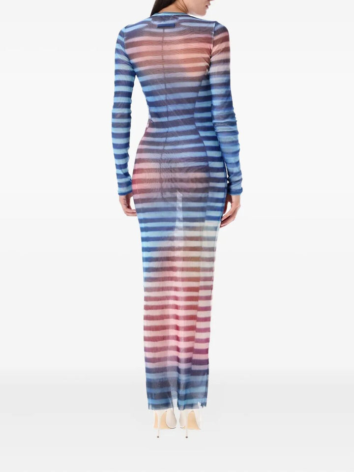 Multicolored striped dress on a white background